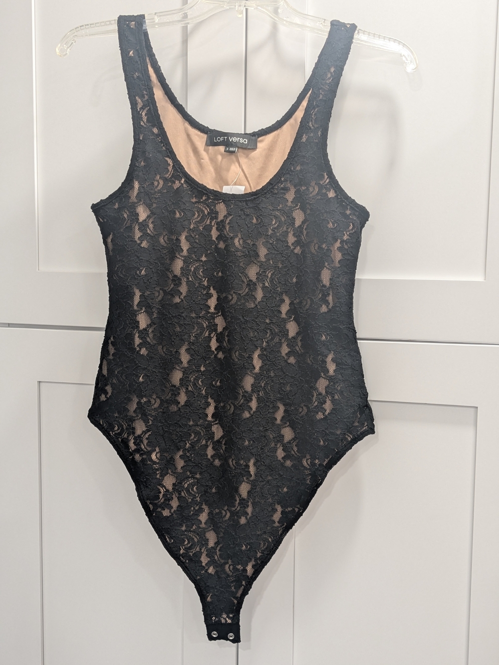 LOFT Black Lace Bodysuit with Nude Lining